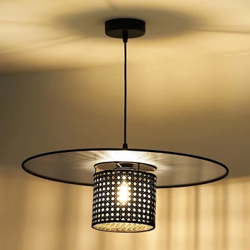 Duolla - Lampadario a sospensione con filo TOKYO RATTAN 1xE27/15W/230V nero/argento