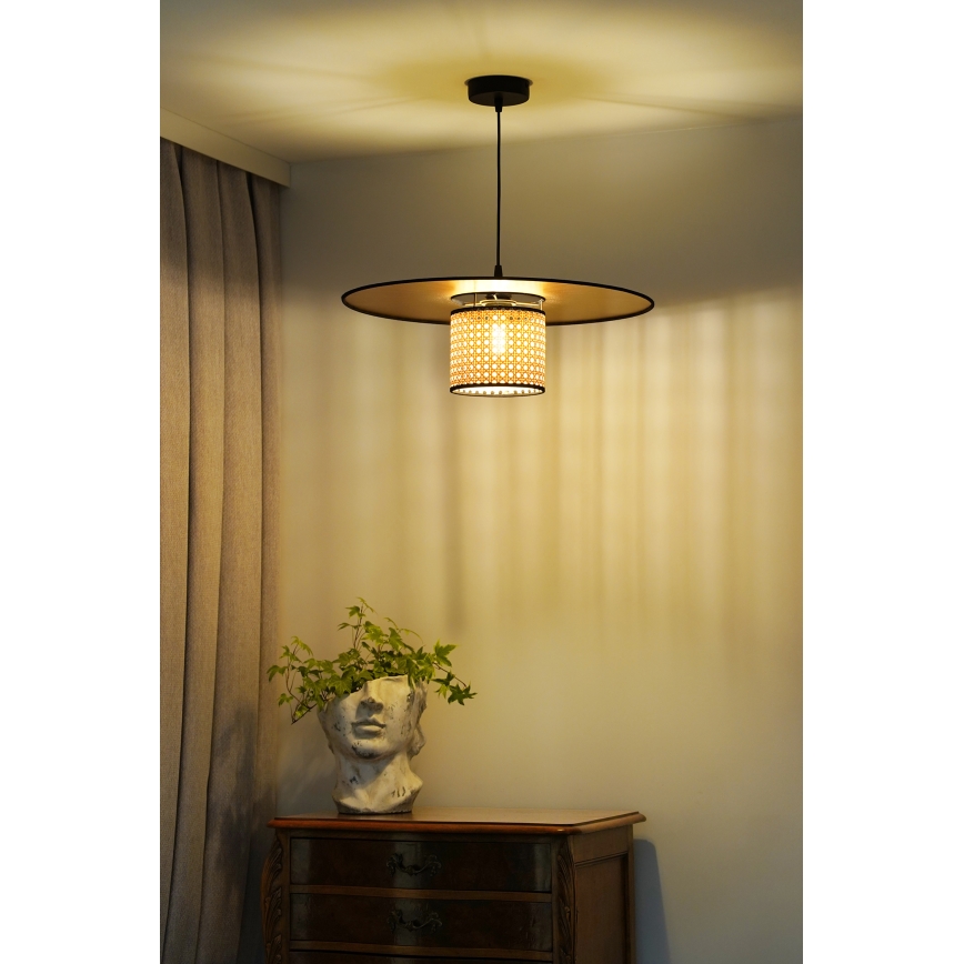 Duolla - Lampadario a sospensione con filo TOKYO RATTAN 1xE27/15W/230V oro/rattan