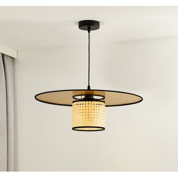 Duolla - Lampadario a sospensione con filo TOKYO RATTAN 1xE27/15W/230V oro/rattan