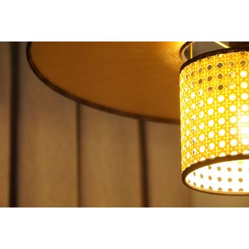 Duolla - Lampadario a sospensione con filo TOKYO RATTAN 1xE27/15W/230V oro/rattan