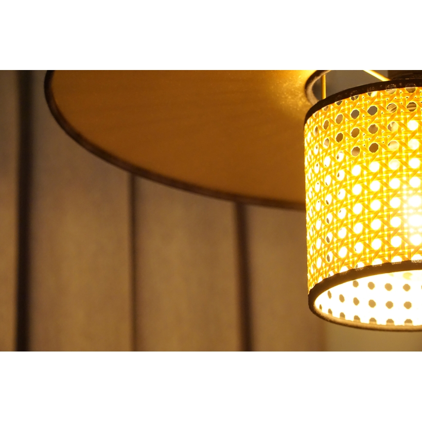 Duolla - Lampadario a sospensione con filo TOKYO RATTAN 1xE27/15W/230V oro/rattan