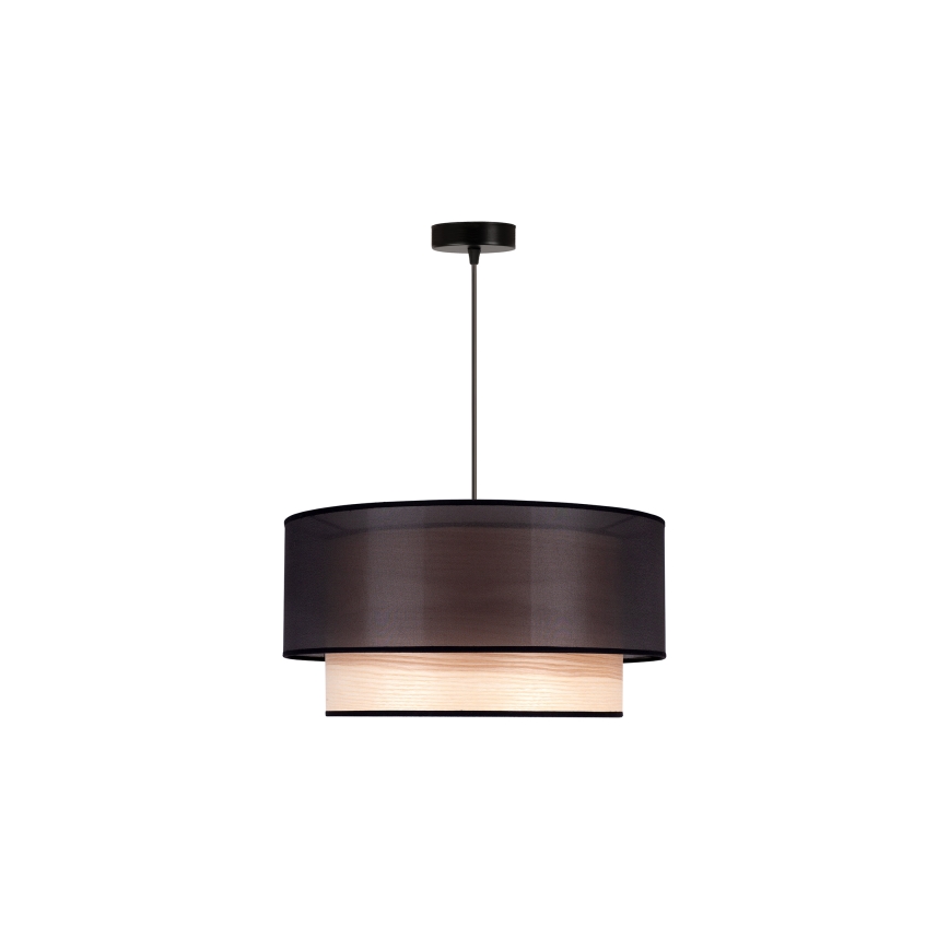 Duolla - Lampadario a sospensione con filo WOOD BOHO 1xE27/15W/230V nero/beige