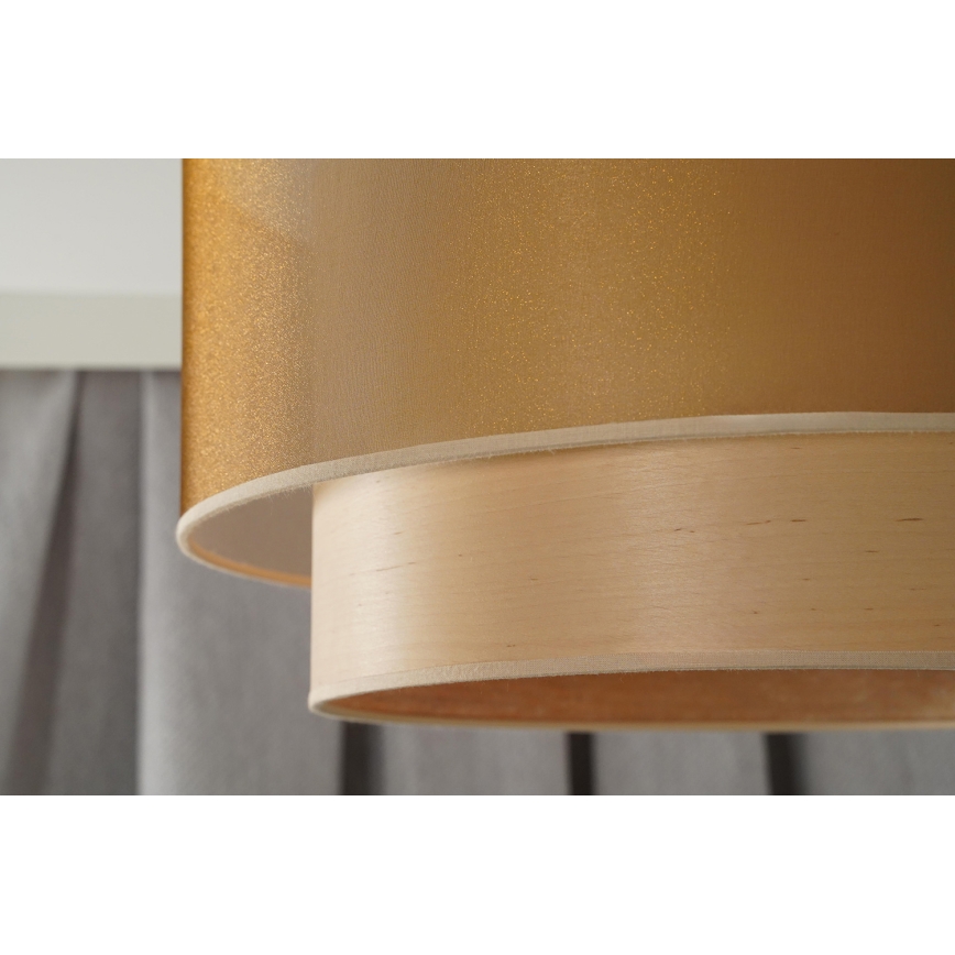 Duolla - Lampadario a sospensione con filo WOOD BOHO 1xE27/15W/230V rame/beige