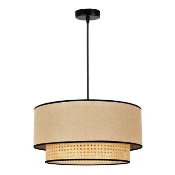 Duolla - Lampadario su corda BOHO 1xE27/15W/230V beige/rattan