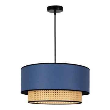 Duolla - Lampadario su corda BOHO 1xE27/15W/230V blu/rattan