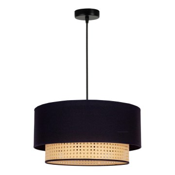 Duolla - Lampadario su corda BOHO 1xE27/15W/230V nero/rattan