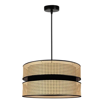 Duolla - Lampadario su corda DUO 1xE27/15W/230V rattan/nero