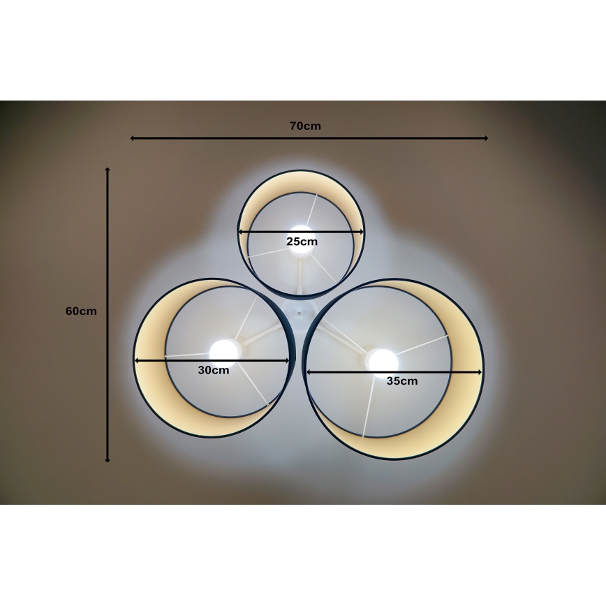 Duolla - Plafoniera ROLLER TRIO 3xE27/60W/230V blu