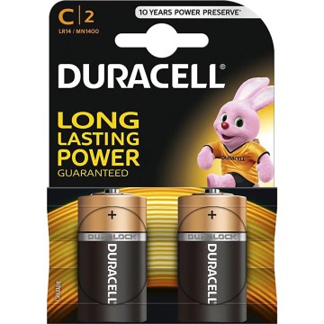 Duracell - 2 pz Batteria alcalina Basic LR14/C 1,5V 2200 mAh