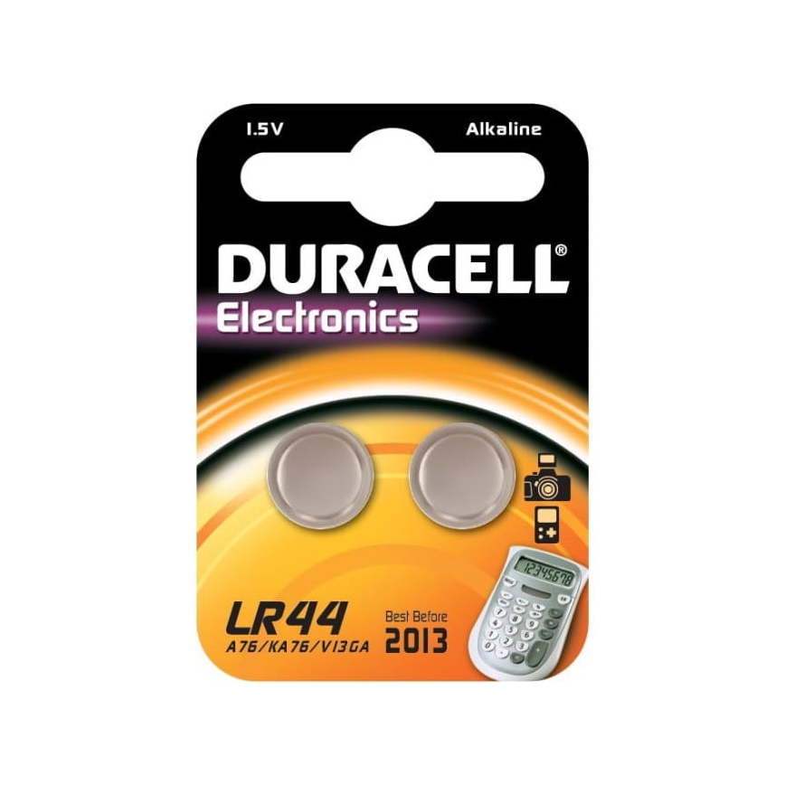 Duracell - 2 pz Batteria alcalina LR44/A76 1,5V 150 mAh