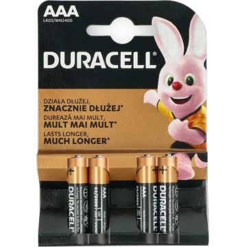 Duracell - 4 pz Batteria alcalina Basic LR03/AAA 1,5V 2400 mAh