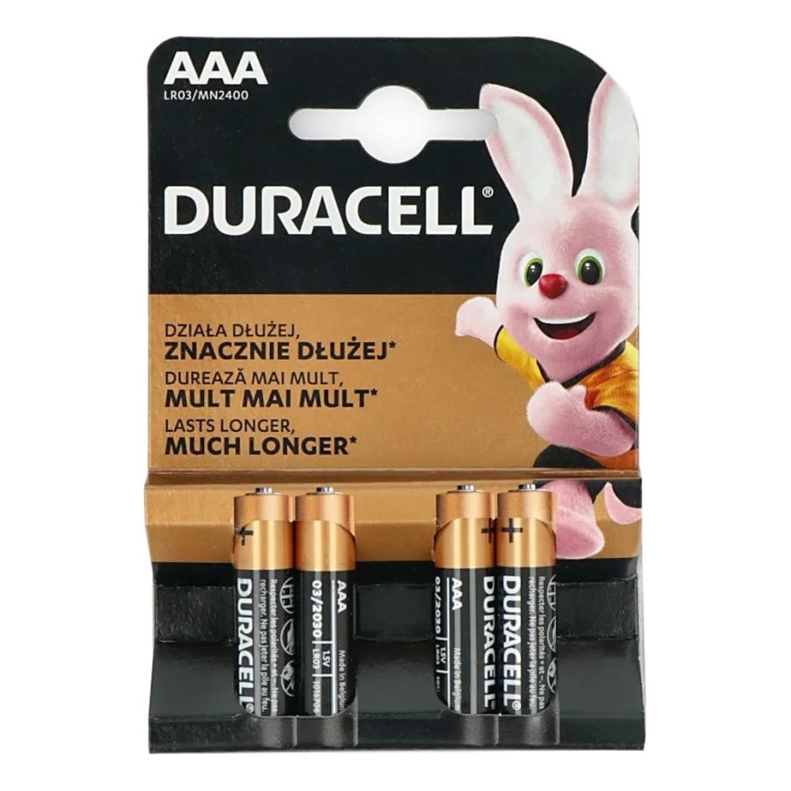 Duracell - 4 pz Batteria alcalina Basic LR03/AAA 1,5V 2400 mAh