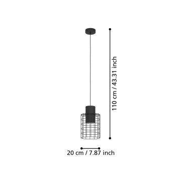 Eglo - Lampadario su corda 1xE27/40W/230V d. 20 cm nero