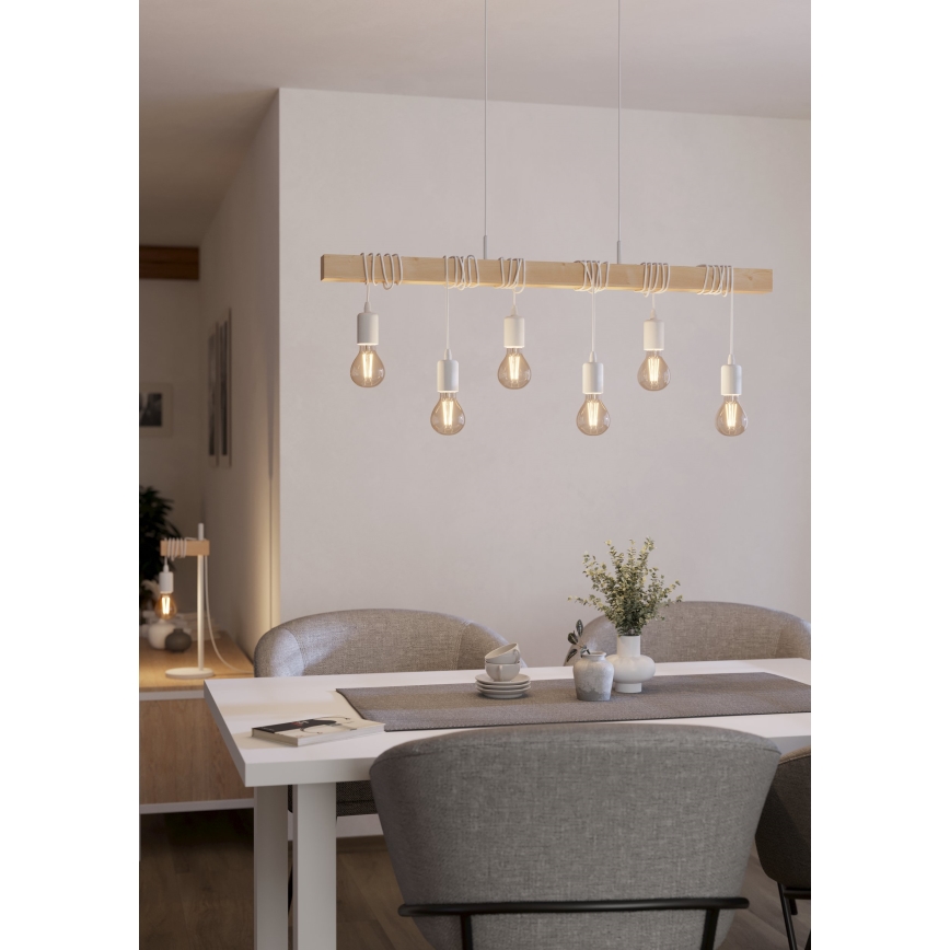 Eglo - Lampadario a sospensione con filo 6xE27/60W/230V - FSC certificato