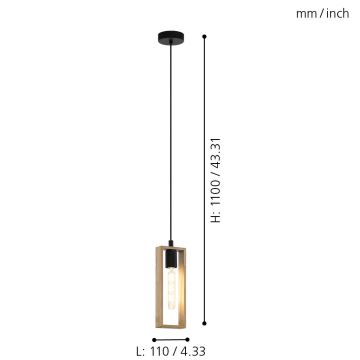 Eglo - Lampadario a sospensione con filo 1xE27/60W/230V - FSC certificato