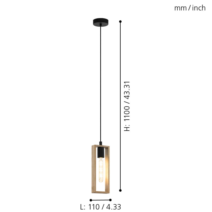 Eglo - Lampadario a sospensione con filo 1xE27/60W/230V - FSC certificato