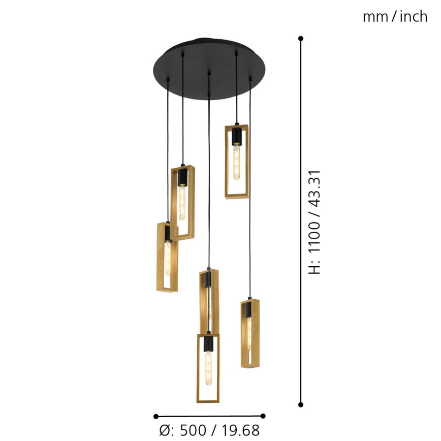 Eglo - Lampadario a sospensione con filo 6xE27/60W/230V - FSC certificato