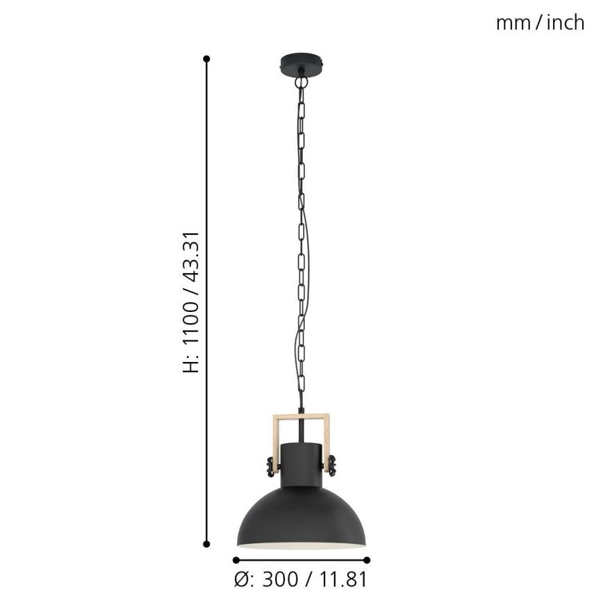 Eglo - Lampadario a sospensione con catena 1xE27/28W/230V - FSC certificato