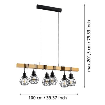 Eglo - Lampadario a sospensione con filo 6xE27/60W/230V - FSC certificato