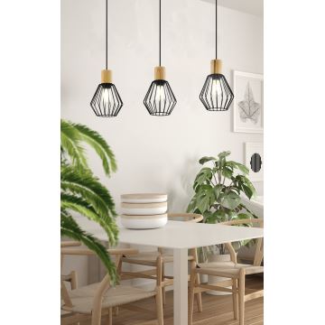 Eglo - Lampadario a sospensione con filo 3xE27/60W/230V - FSC certificato