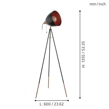 Eglo - Lampada da terra 1xE27/60W/230V