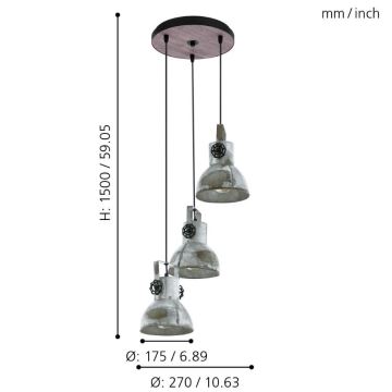 Eglo - Lampadario a sospensione con filo 3xE27/40W/230V