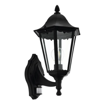 Eglo 79556 - Applique da esterno con sensore SANTA LUCIA 1xE27/60W/230V IP44 nero