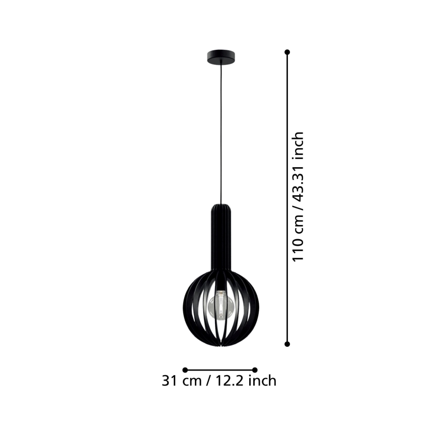 Eglo - Lampadario a sospensione con filo 1xE27/40W/230V diametro 31 cm nero