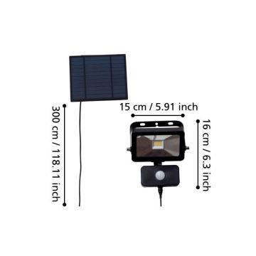 Eglo - Proiettore solare a LED con sensore 15xLED/0,03W/3,7V IP44