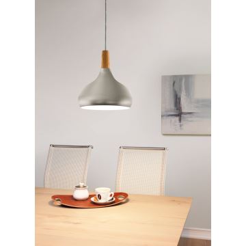 Eglo - Lampadario a sospensione con filo 1xE27/60W/230V diametro 28 cm argento - FSC certificato