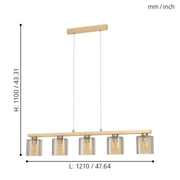 Eglo - Lampadario a sospensione con filo 5xE27/28W/230V - FSC certificato