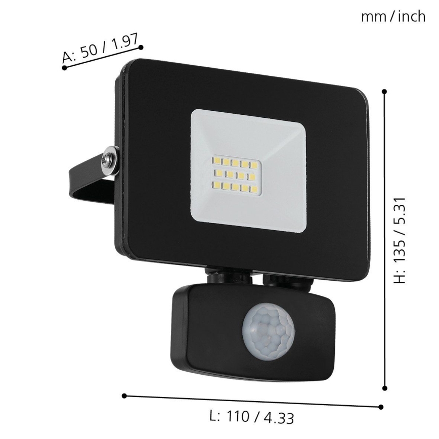 Eglo - Riflettore a LED con sensore LED/10W/230V IP44