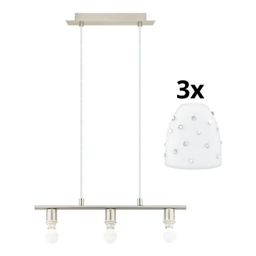 Eglo - Lampadario LED a sospensione con filo MY CHOICE 3xE14/4W/230V cromo/bianco