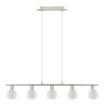 Eglo - Lampadario LED a sospensione con filo MY CHOICE 5xE14/4W/230V cromo/bianco