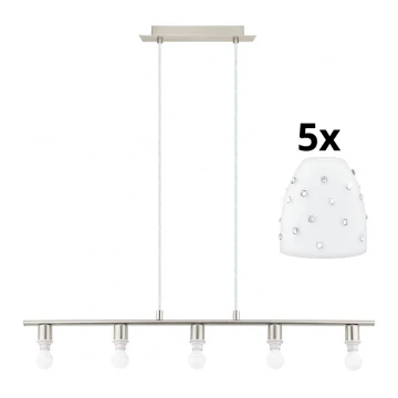 Eglo - Lampadario LED a sospensione con filo MY CHOICE 5xE14/4W/230V cromo/bianco