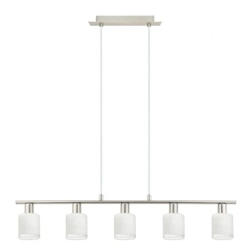 Eglo - Lampadario LED a sospensione con filo MY CHOICE 5xE14/4W/230V cromo/bianco