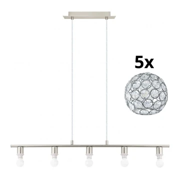 Eglo - Lampadario LED a sospensione con filo MY CHOICE 5xE14/4W/230V cromo