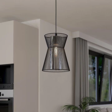 Eglo - Lampadario su corda 1xE27/40W/230V nero