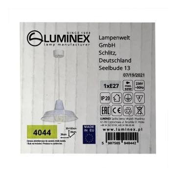 Euluna - Lampadario a filo CLASS 1xE27/60W/230V