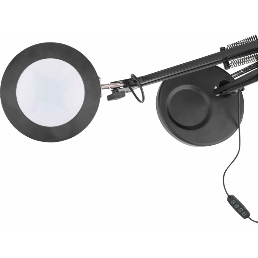 Extol - Lampada da tavolo LED dimmerabile con una lente d'ingrandimento LED/8W/5V 2900/4500/7500K nero