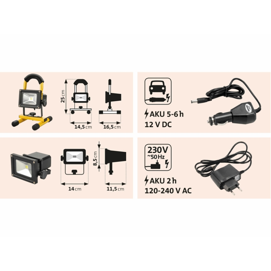 Extol - Proiettore LED ricaricabile LED/10W/3600 mAh/8,4V IP65