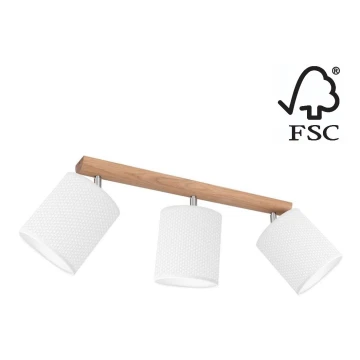 Faretto BENITA 3xE27/25W/230V bianco/quercia – FSC certificato