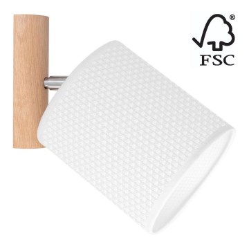 Faretto da parete BENITA 1xE27/25W/230V bianco/quercia – FSC certificato