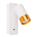 Faretto da parete con caricatore USB 1xGU10/35W/230V bianco/oro