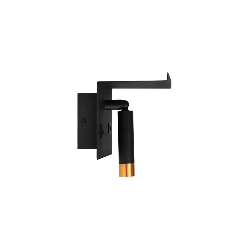 Faretto da parete con mensola e USB charger 1xG9/35W/230V nero/oro