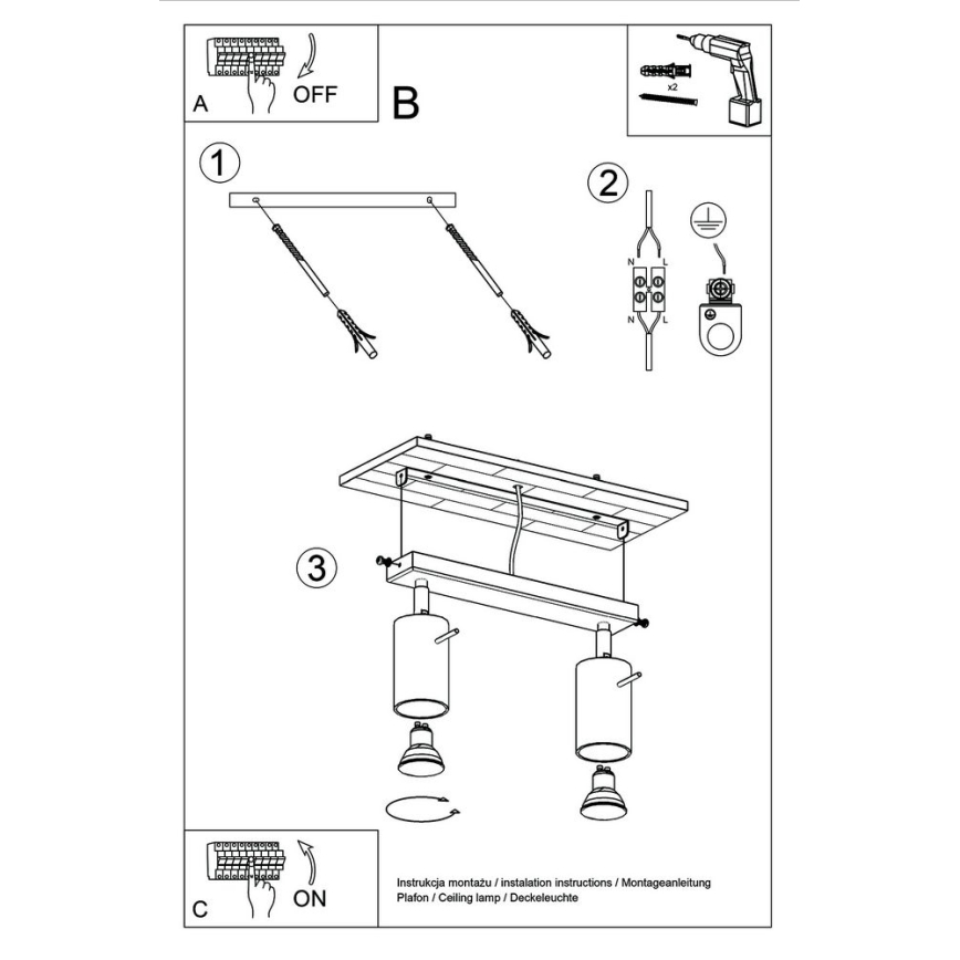 Faretto da soffitto RING 2xGU10/40W/230V