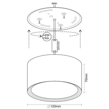 Faretto LED LED/14W/230V 4000K diametro 12 cm nero