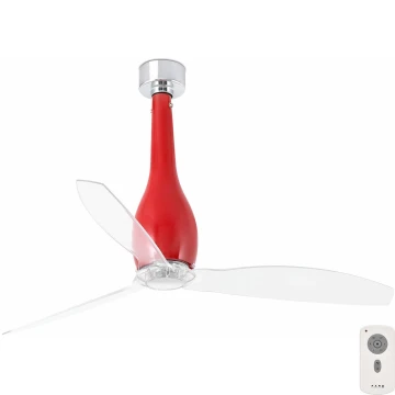 FARO 32002 - Ventilatore da soffitto ETERFAN rosso/limpido d.128 cm + telecomando