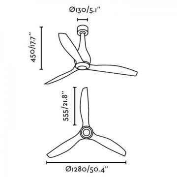 FARO 32028 - Ventilatore da soffitto MINI ETERFAN nero d.128 cm + telecomando