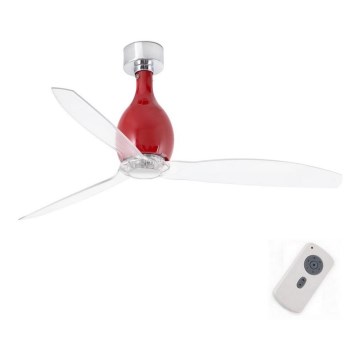 FARO 32029 - Ventilatore da soffitto MINI ETERFAN rosso/limpido + telecomando